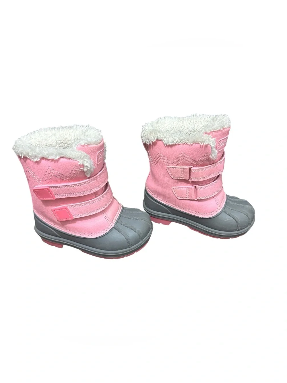 Cat & Jack Girls Pink Gray Faux Fur Winter Snow Boots Size 8 Toddler